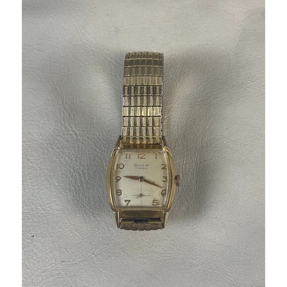 Vintage BULOVA L9 Men's Square Watch 10K Rolled Gold Parts/Repair 17 Jewels - Picture 5 of 9